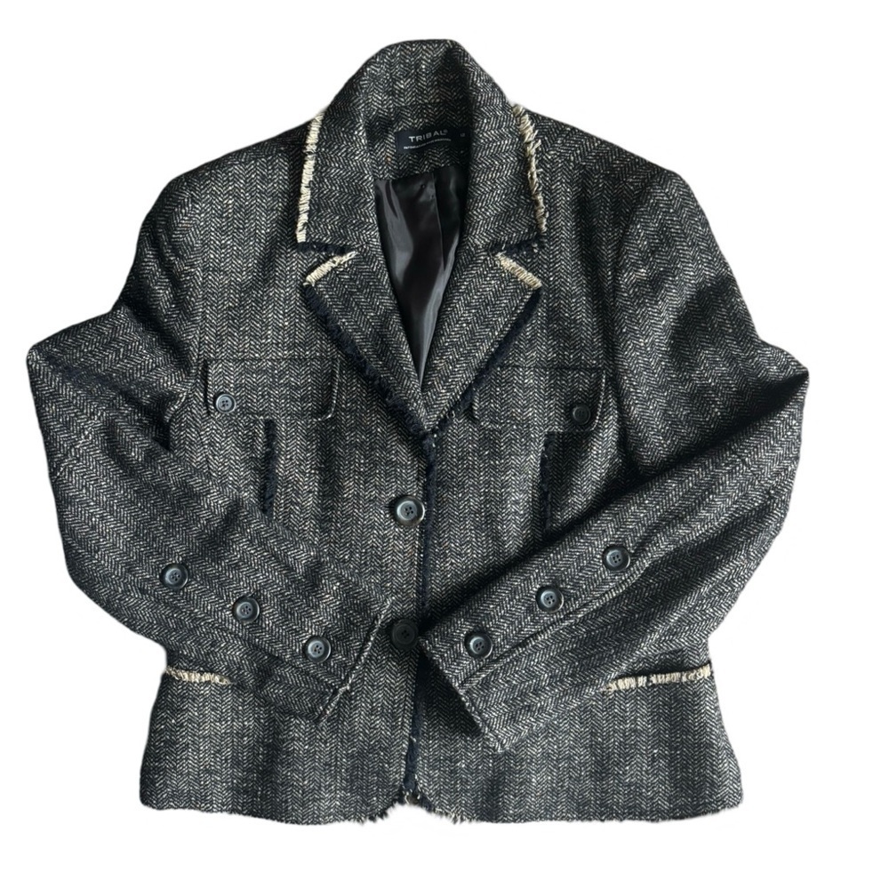 Tribal  Wool Blend Tweed Blazer - Brown and black - 12
